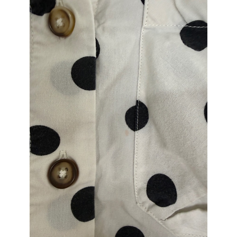 Maeve Anthropologie Polka Dot Puff Sleeve Shirt Size Medium White Black Cropped - Picture 6 of 7